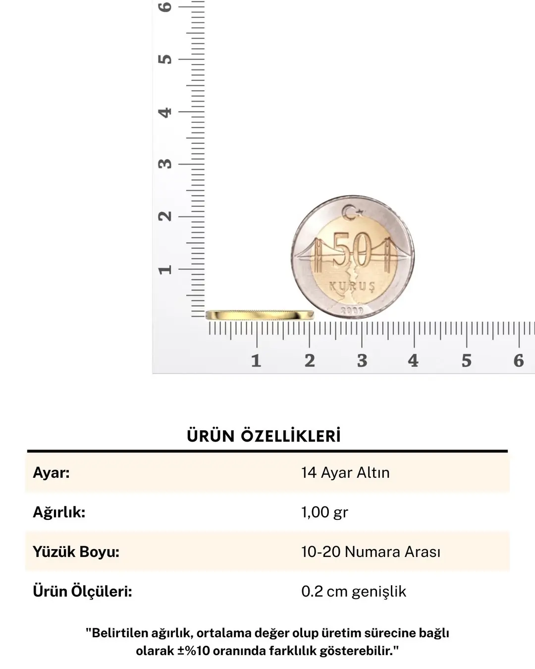 Tamtur Ajda Alyans 14 Ayar Altın Yüzük