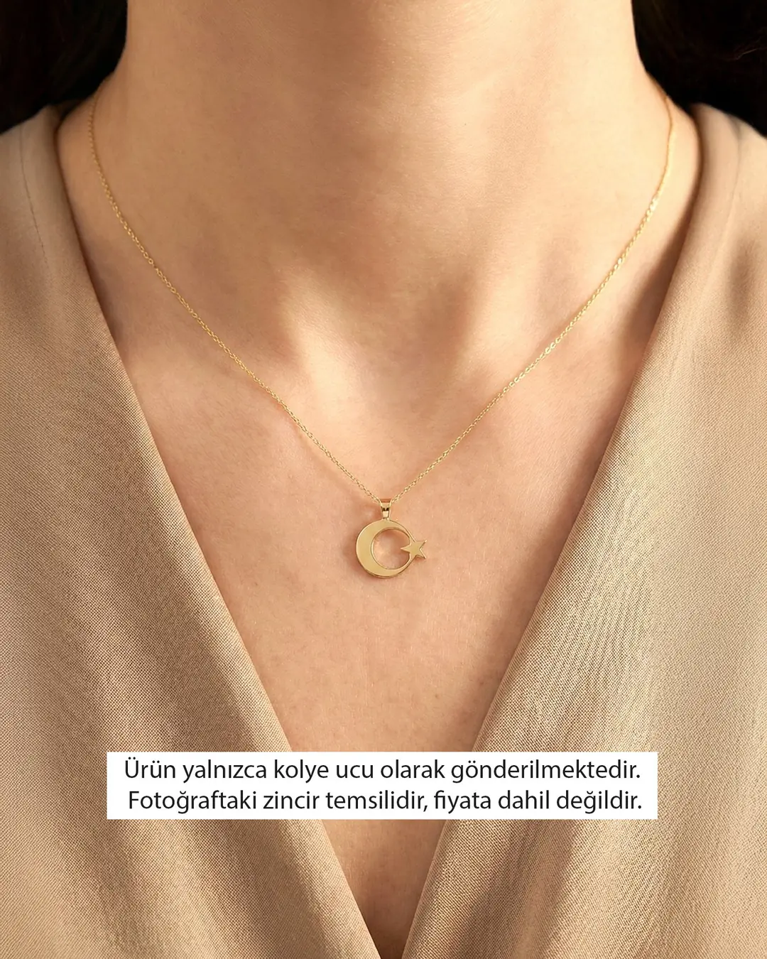 Sade Küçük Ay Yıldız 14 Ayar Altın Kolye Ucu