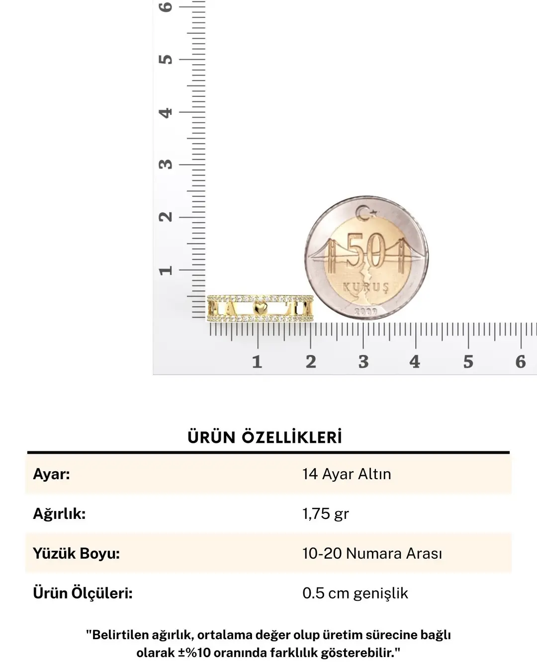 Taşlı Şerit İki İsimli Tamtur Alyans 14 Ayar Altın Yüzük