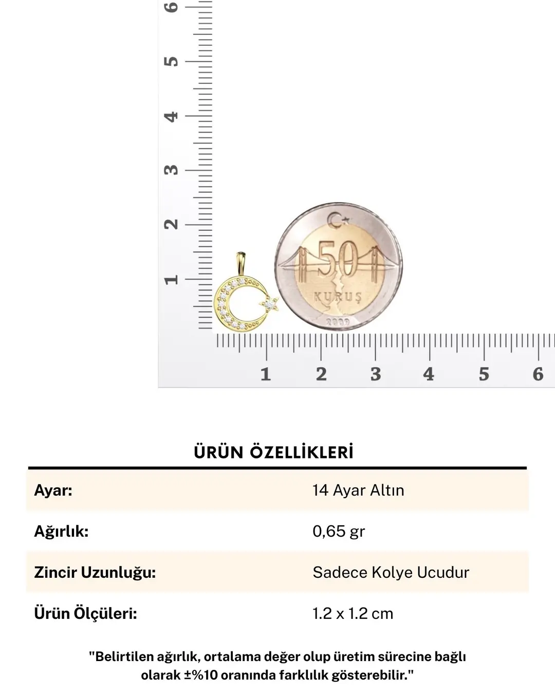 Küçük Ay Yıldız 14 Ayar Altın Kolye Ucu