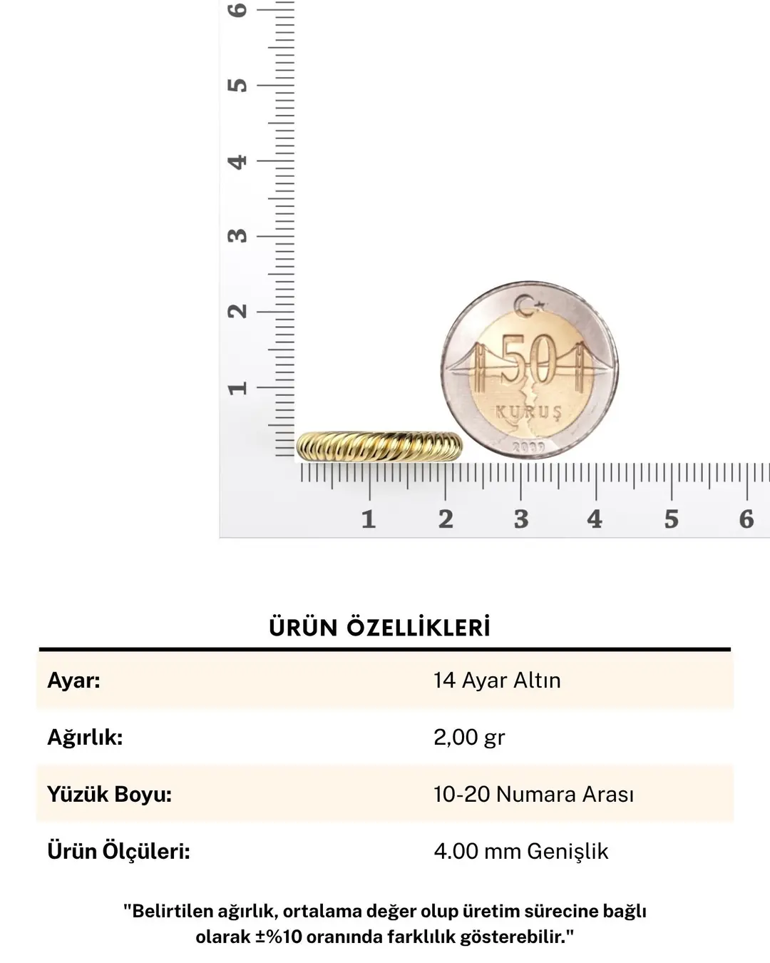 Sade Burgu Tamtur Alyans 14 Ayar Altın Yüzük