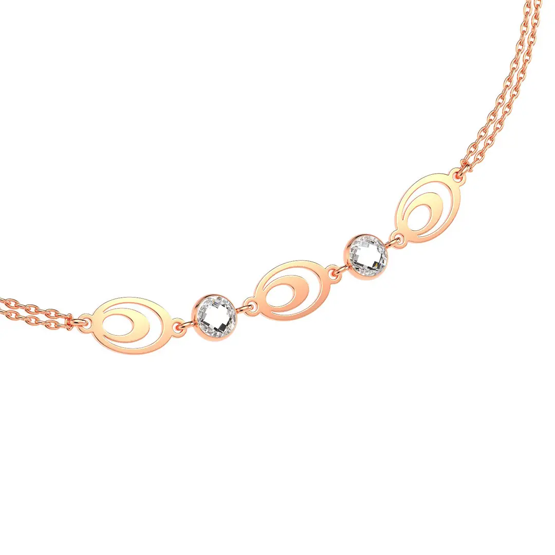 Oval Astarlı Tek Taşlar Rose Gümüş Bileklik