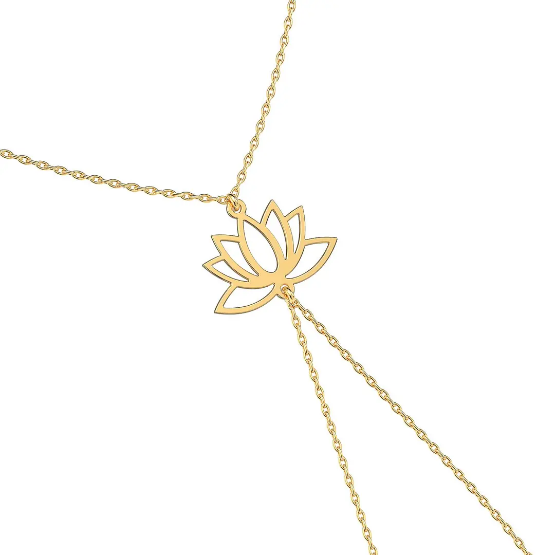 Sade Lotus Çiçeği Altın Kaplama Gümüş Şahmeran